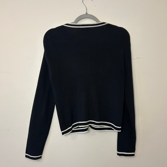 Talbots Vintage Preppy Black White Trim Cardigan Sweater M - Picture 5 of 5